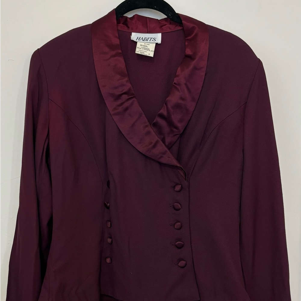 Habits Burgundy Blazer with Satin Trim
